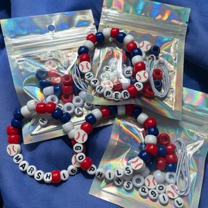 DIY Philadelphia Phillies Bracelet Kits, DIY Kids Crafts/Party Favors/Phillies Bracelets/Baseball Theme Party