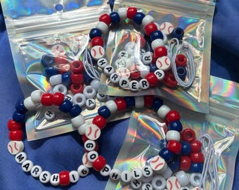 DIY Philadelphia Phillies Bracelet Kits, DIY Kids Crafts/Party Favors/Phillies Bracelets/Baseball Theme Party