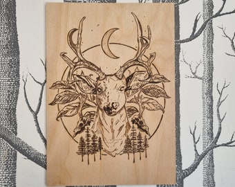 The Stag wood burned art piece.