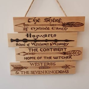4 way fantasy world inspired wall hanging sign