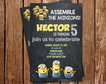 minions invitation minions party invite minions birthday etsy