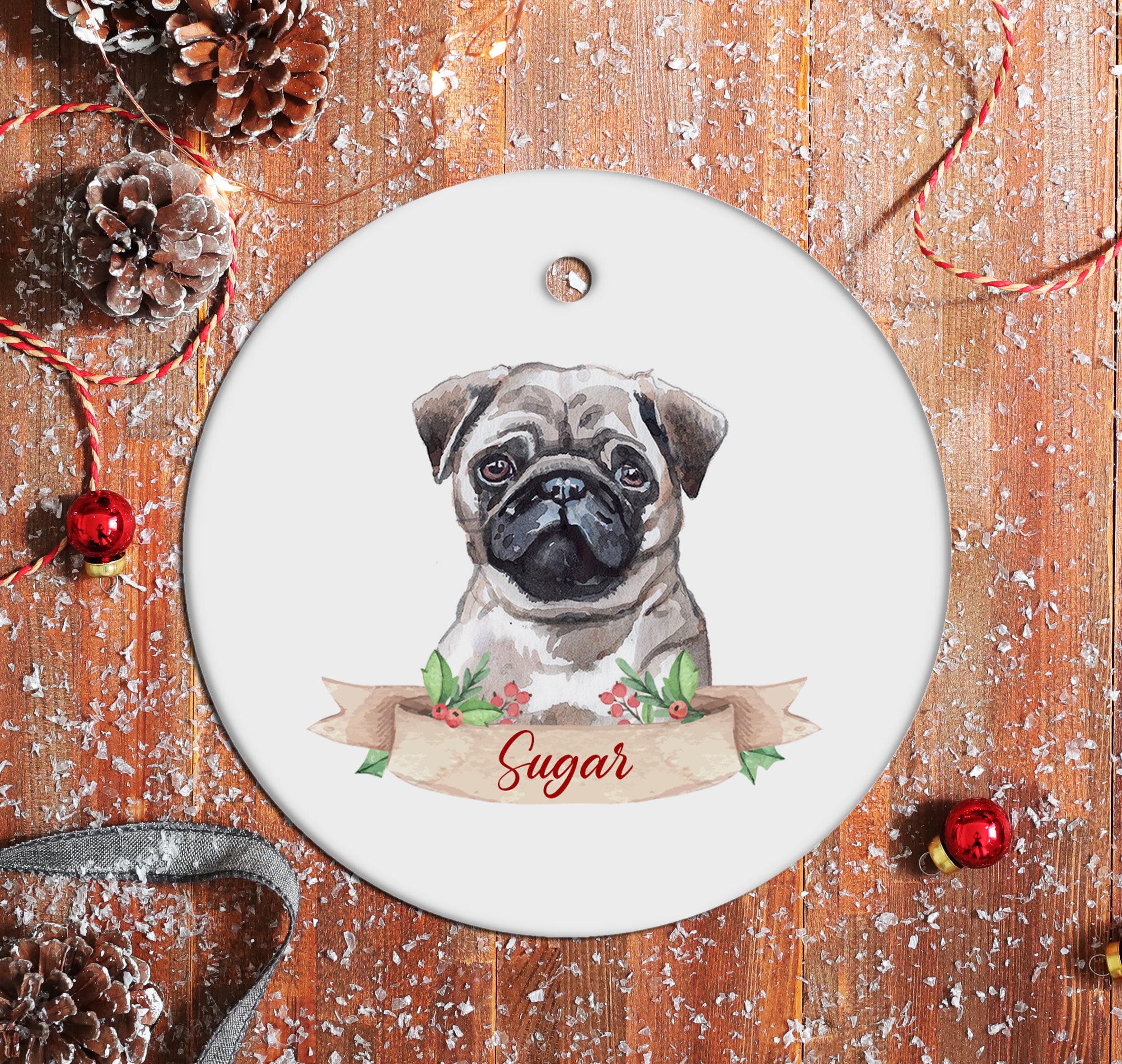 Pug Ornament Pug Christmas Tree Ornament Pug Christmas  Etsy