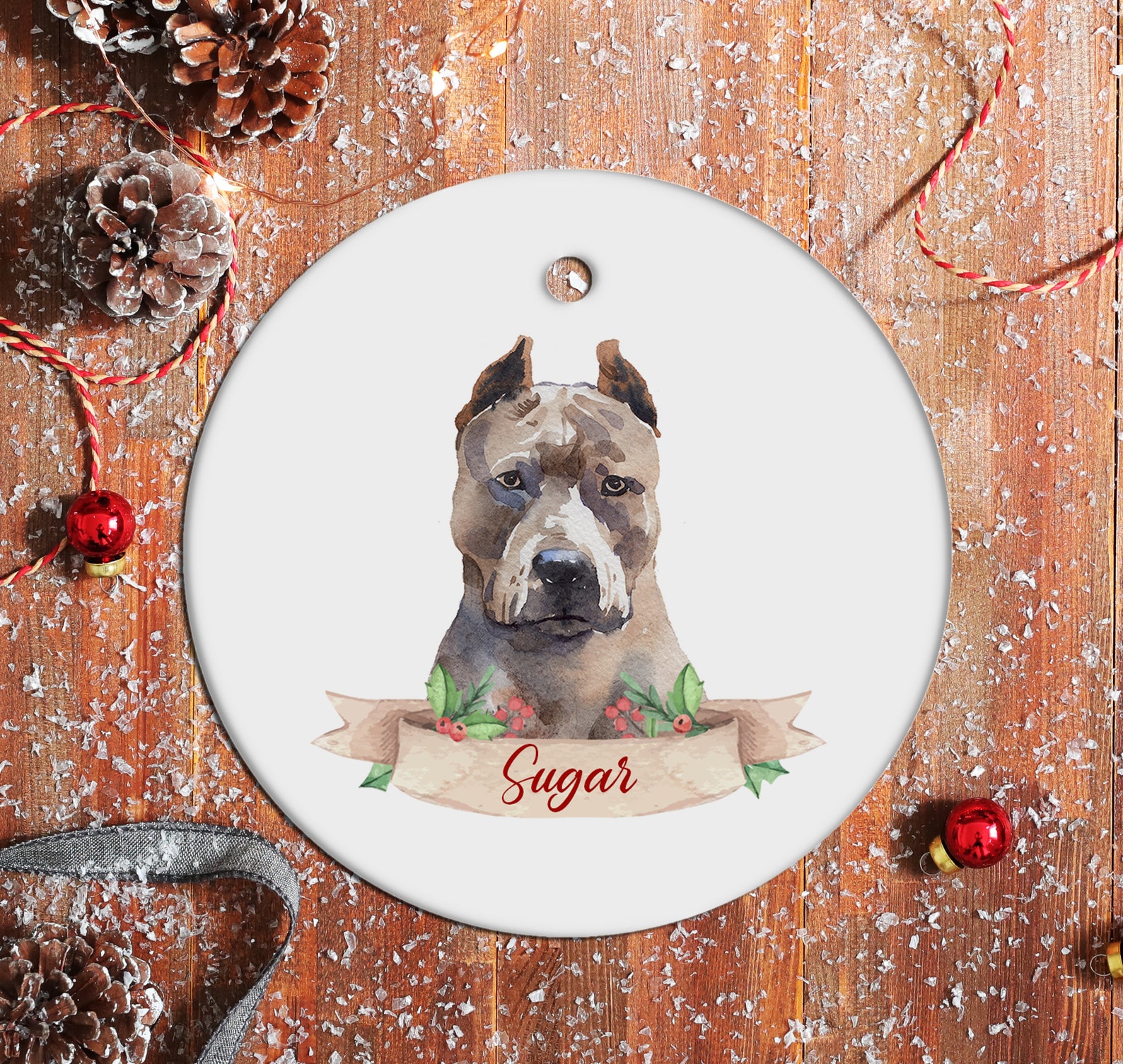 Pitbull Christmas Ornament 