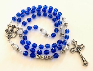 Chapelet Catholique Personnalisé Gravé - Perles Avec Nom & Date - Cadeau Baptême Communion