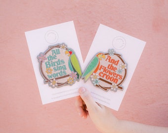 Tiki room birds cute embroidered patch set iron on design