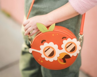 Glasses Orange bird custom designer faux leather bag