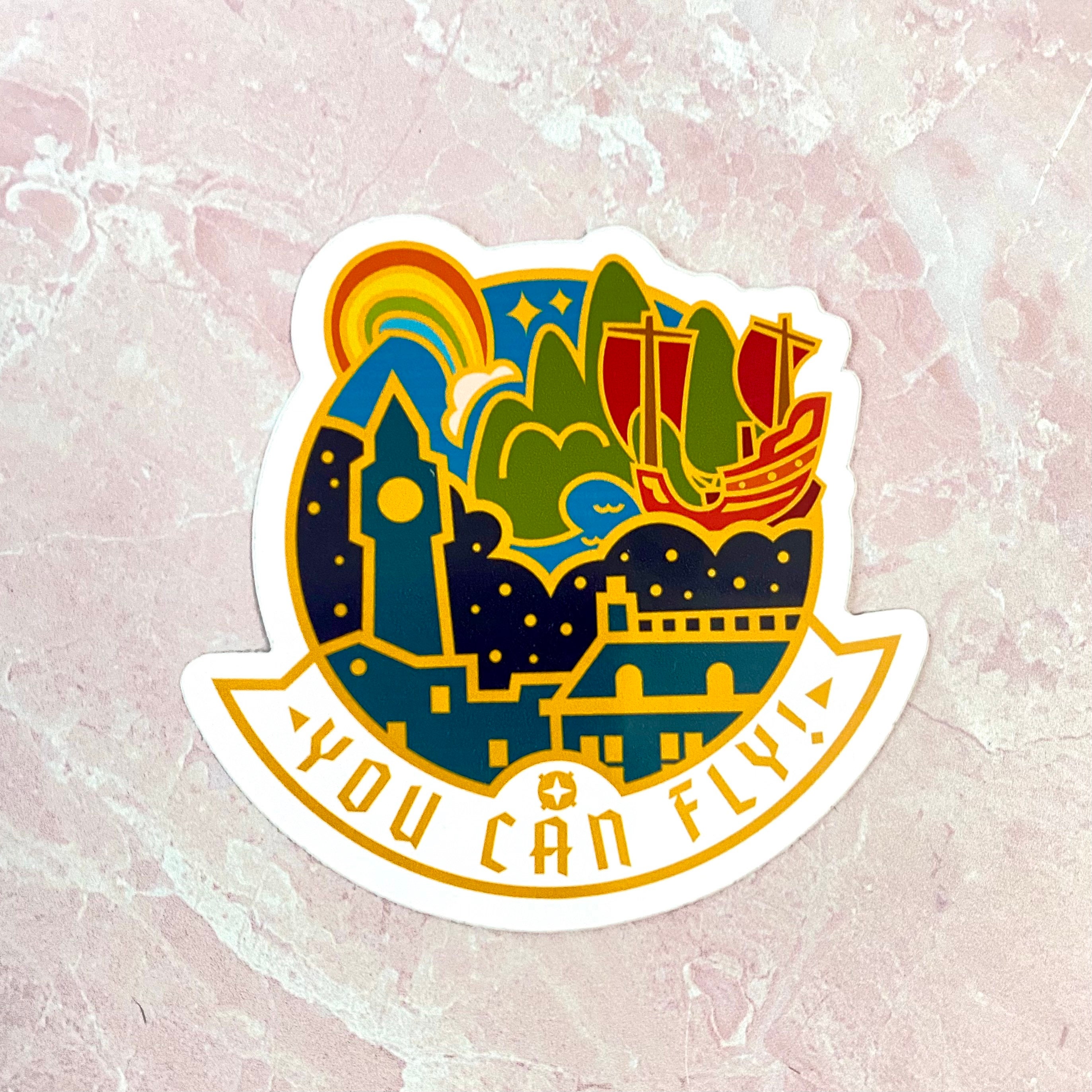 You can fly Peter Pan inspired Disney attraction cute vinyl small sti…