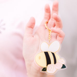 Cute small acrylic keychain bee and flowers
