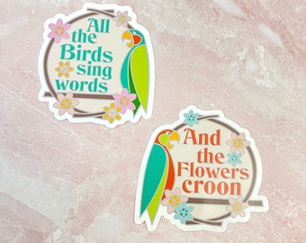 Alle Vögel singen Worte niedlichen Vinyl kleine Aufkleber Set Design