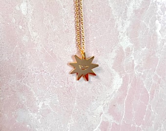 Happy star necklace enamel gold necklace