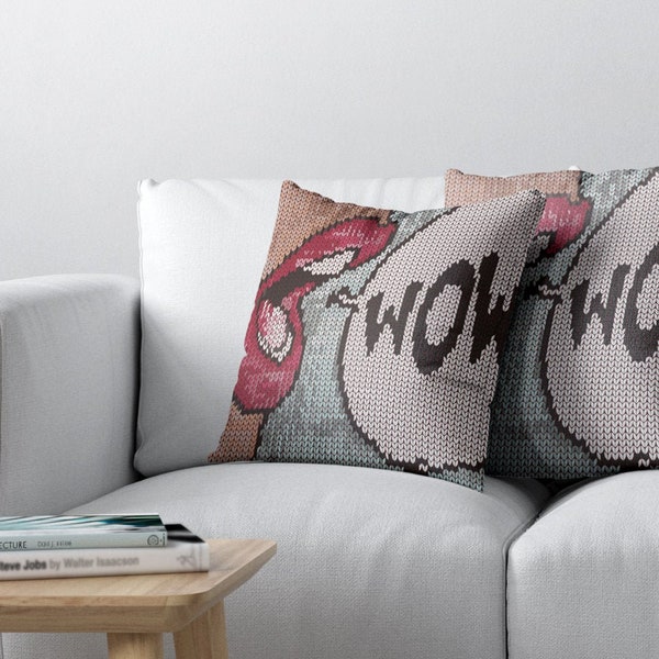 Wow Throw Pillows, Knitted Style Pillow Cases, Decorative Pillow Shams, Zippered Pillow Case, Euro Shams, P04