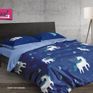 Juego de cama de unicornio para niño: edredón y funda nórdica con estampado. Un regalo mágico para el dormitorio de niños y bebés de CoolBedding, B213.