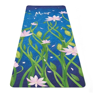 Night Flowers Yoga Mat – Personalized Pilates Rug – Floral Workout Mat by CoolBedding, Y76