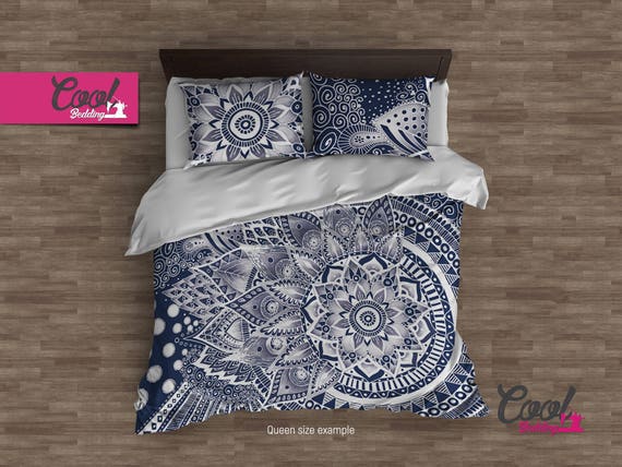 Boho Chic Lace Mandala Bedding Set Bohemian Duvet Cover Etsy