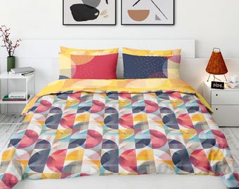 Modern Geometric Bedding Set: Reversible Duvet Cover, RB05