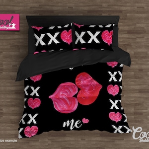 Lesbian Duvet Cover Set, Gay Pride, Same Sex Couple Bedding Set, Girls Kisses Duvet Cover, Bohemian Bedding, B127