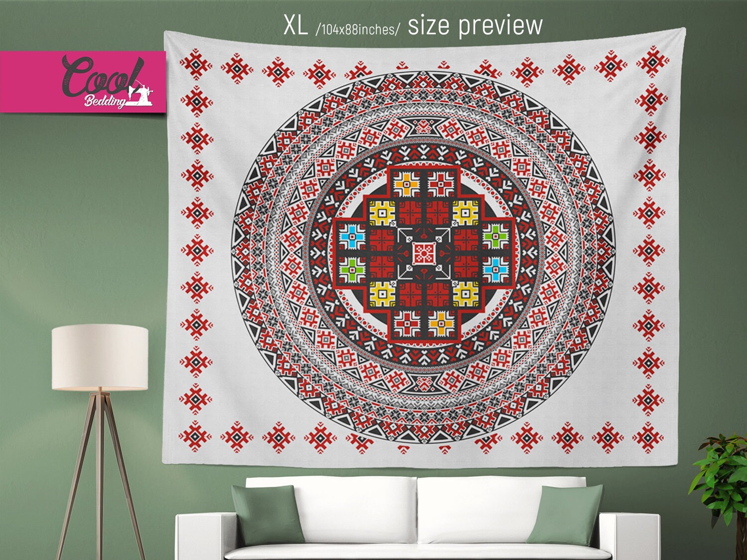 Vintage Tapestry Mexican Folk Wall Hanging Ethnic Sofa | Etsy