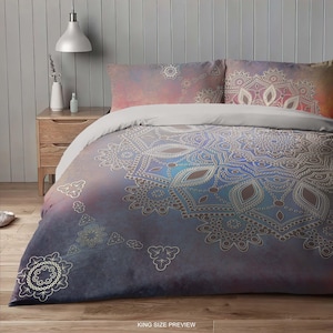 Conjunto de capa de edredom Chic Home Mandala – Conjunto de edredom Boho Chic com fronhas – Roupa de cama Boho para quartos artísticos, B25