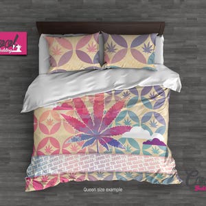 Marijuana Bedding Set – Colorful Bohemian Comforter - Mary Jane Zipped Duvet Cover & Pillow Shams - Home Decor by CoolBedding, B32