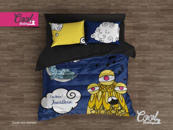 Personalized Kids Bedding Monogrammed Bedding Set for Kids Illustrated Bed Linen for Gift 86 Etsy