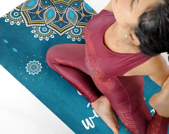Blå Mandala Yogamatta: Halkfri Pilatesmatta i Naturgummi YM12