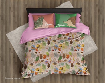Personalized Kids Bedding Set: Farmhouse Woodland Duvet Cover, B243