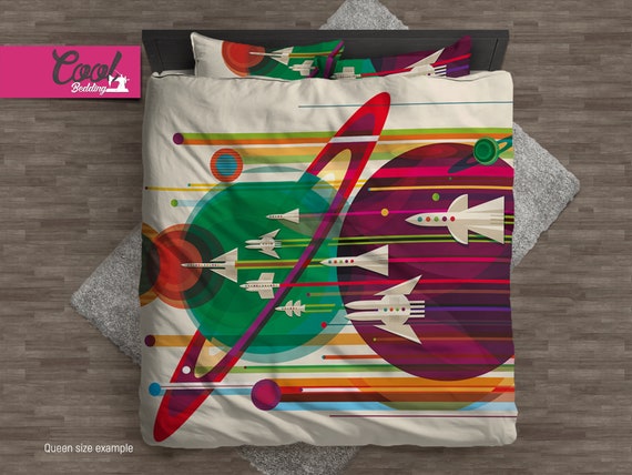 Space Journey Duvet Cover Nasa Comforter Set Vintage Duvet Etsy
