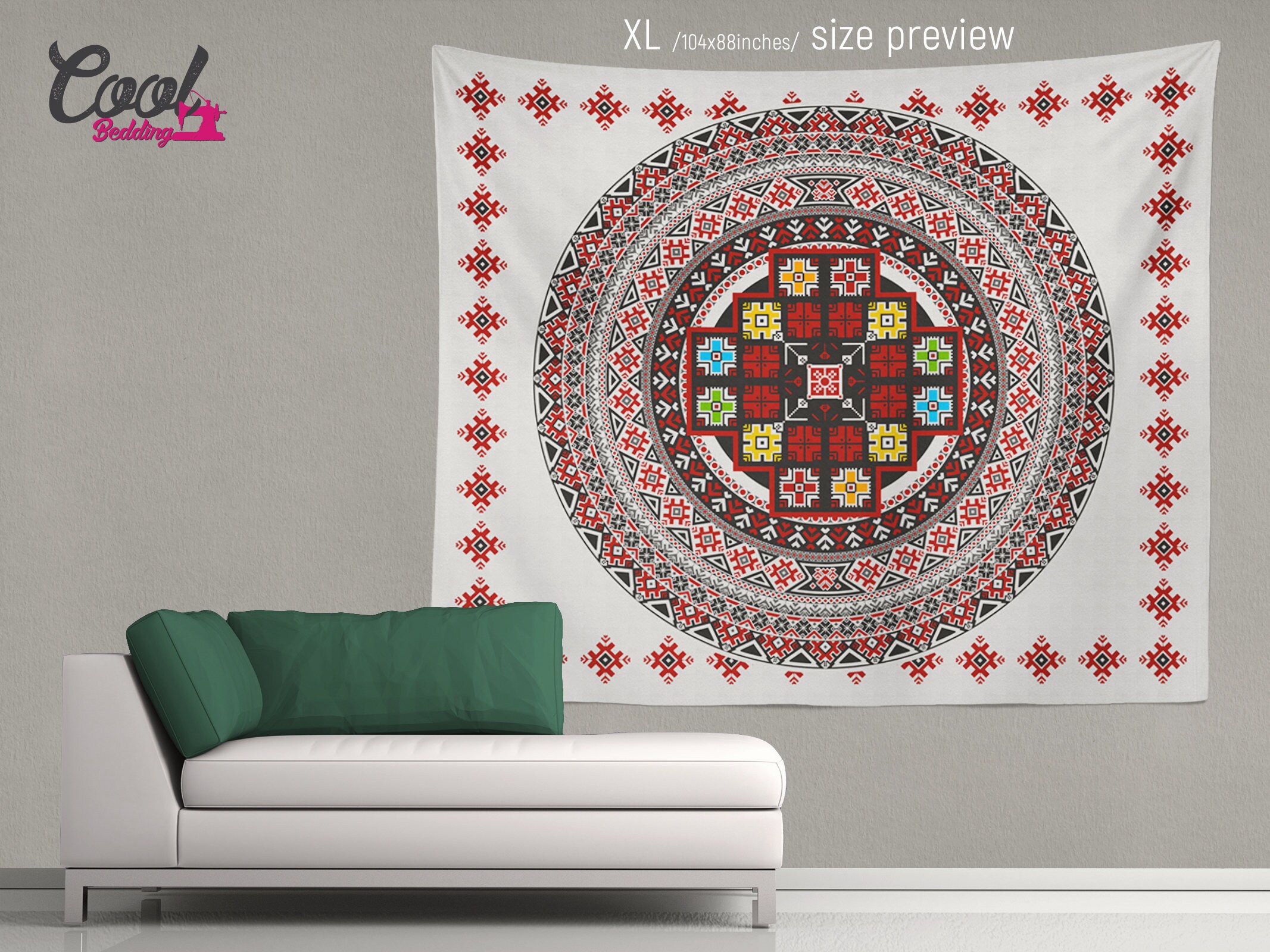 Vintage Tapestry Mexican Folk Wall Hanging Ethnic Sofa | Etsy