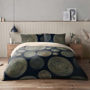 Concentric Circles Duvet Cover Set: Urban Twilight Microfiber Cotton Sateen