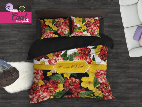 Vintage Flowers Bedding Retro Duvet Cover Set Personalized Etsy