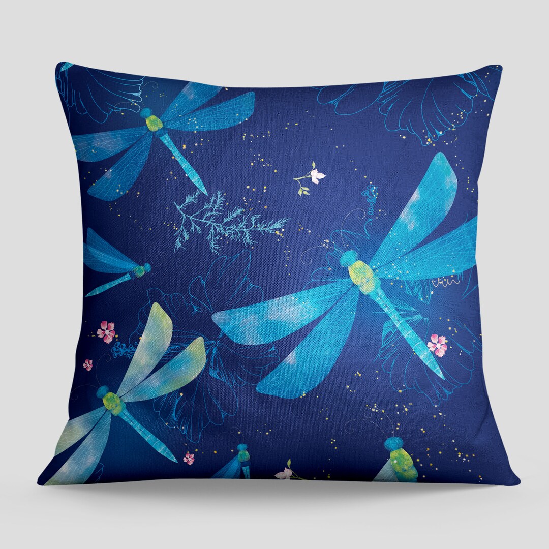 Decorative Pillow Covers, Pillow Shams Dragonfly, Zippered Pillow Cases