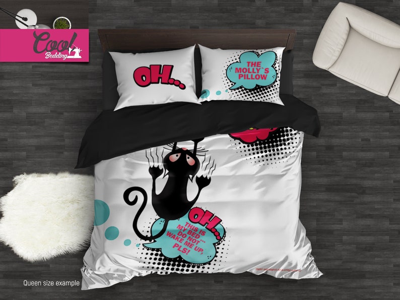 Funny Cat Bedding Set Personalized Duvet Cover Custom Image 0