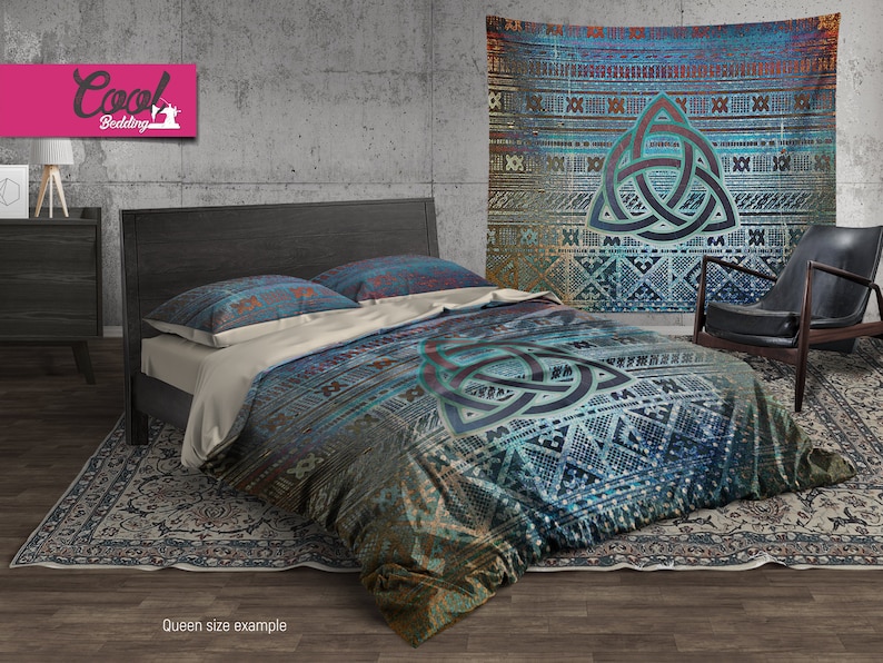 Celtic Triangle Bedding Set Tribal Knot Duvet Cover Celtic Triangle Bedding Set Tribal Knot Duvet Cover Image 0