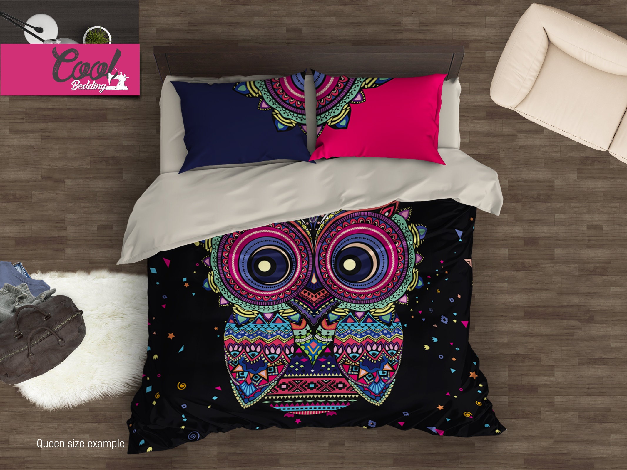 Cute Owl Bedding Set Bohemian Duvet Cover Boho 50
