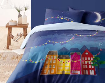 Custom Kids Bedding Set – Personalized Dreamy Duvet Cover & Pillow Shams – Monogram Bed Set, B156
