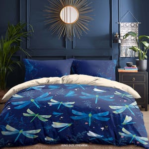 Dragonfly Bedding Set – Contemporary Boho Duvet Cover – Artistic Bed Cover – Nature-Inspired Bedroom Look by CoolBedding, B198