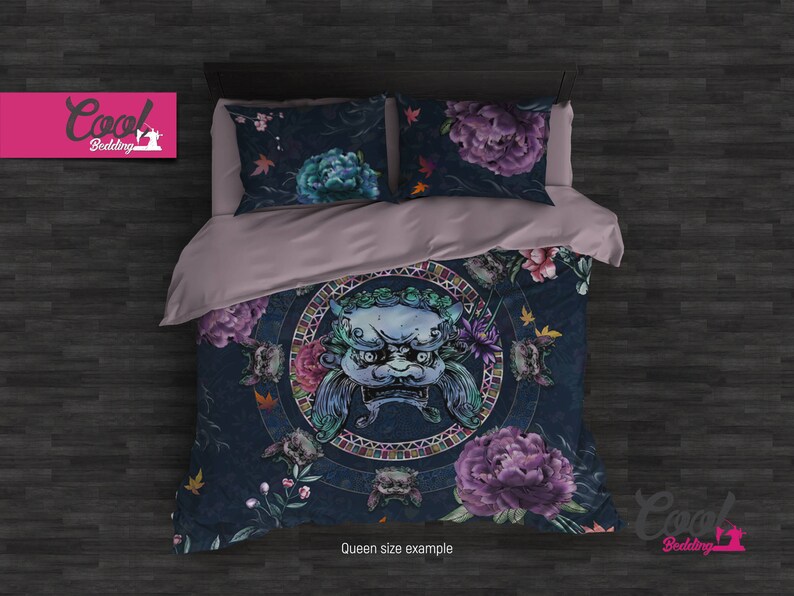 Cool Bedding Foo Dog Fu Dog Bohemian Bedding Lion Dog Duvet Etsy