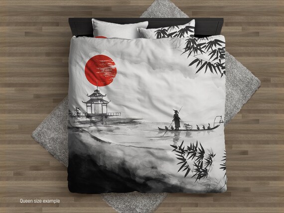 veterano Reorganizar Ejercicio Ropa de cama japonesa Sunrise funda nórdica con paisaje - Etsy España