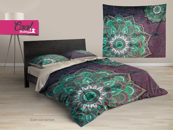 Floral Mandala Bedding Set Bohemian Quilt Set Ethnic Design Etsy