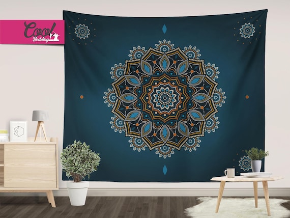 Bohemian Tapestry Wall Tapestry Wall Tapestry, Blue Mandala Wall