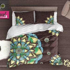 Bohemian Mandala Bedding Set – Hand-Drawn Duvet Cover – Cozy Stylish Comforter, Boho Bedroom Decor by CoolBedding, B61