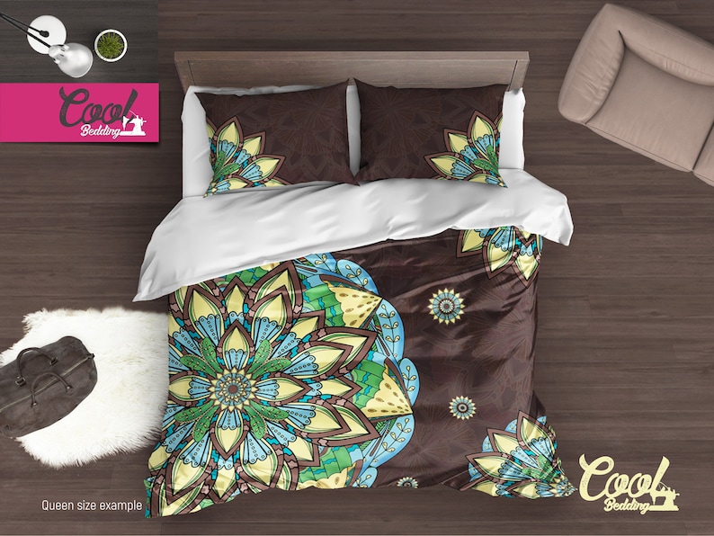 Bohemian Duvet Cover Mandala Bedding Full Queen King Image 0