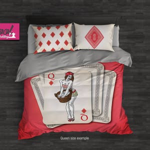 Housse de couette vintage cartes à jouer - Parure de lit pop art - Literie bohème - Couvre-lit rétro par CoolBedding, B115