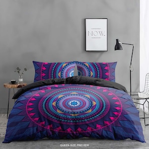 Boho Chic Duvet Cover – Ethnic Bedding Set – Colorful Mandala Bed Cover – Tribal Bohemian Bedroom Decor by CoolBedding, B30