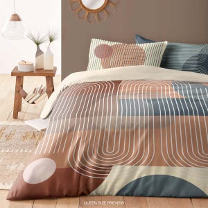 Pastellfarbene Bettwäsche Set - Abstrakte Formen Tröster - Bettbezug im Vintage Design - Weiches Bettlaken-Set von CoolBedding, B274