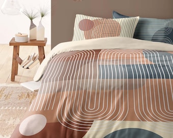 Pastel Abstract Bedding Set: Vintage Style Duvet Cover, B274