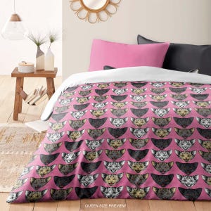 Cats Bedding Set – Colorful Cat Duvet Cover – Abstract Cat Comforter – Cute Pet Lover Bedding – Feline Bedroom Decor by CoolBedding, B204