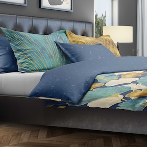 Ginkgo Bedding Set – Reversible Duvet Cover and Tropical Leaves Comforter – Nature Inspired Double Sided Sheet Set by CoolBedding, RB-02