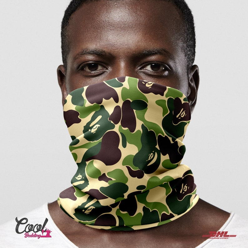 Bandana Face Mask Camo Neck Gaiter Camouflage Face Covering Etsy