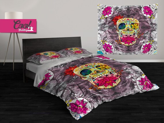 Sugar Skull Bedding Sugar Skull Duvet Cover Sugar Skull Etsy